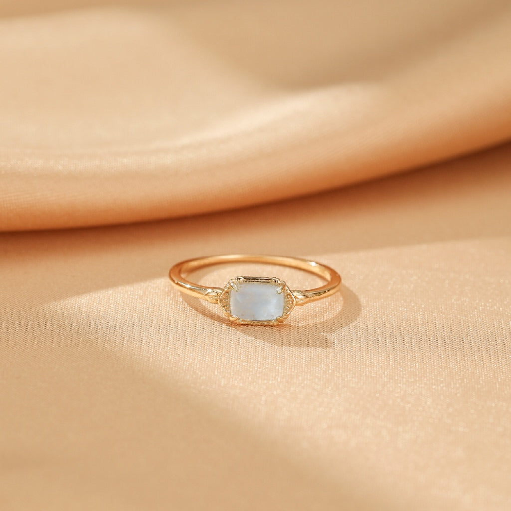 Aquamarine Ring – Subtle Treasure, Gold Plated Silver