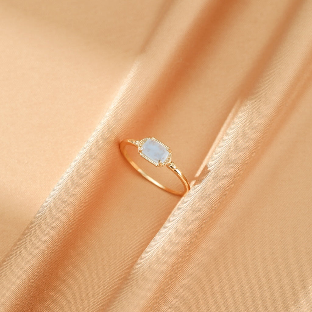 Bague Aigue marine – Trésor Subtil, Argent Plaqué Or