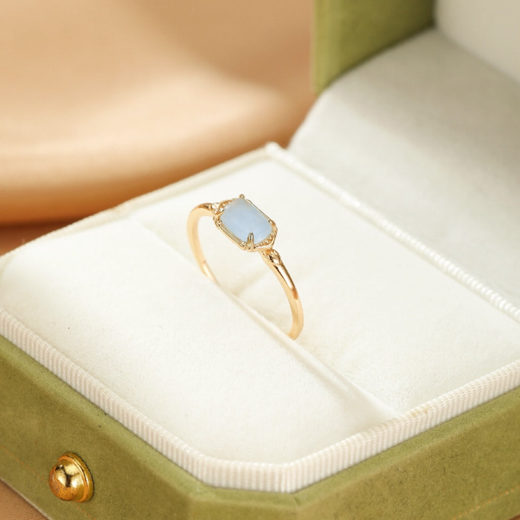 Aquamarine Ring – Subtle Treasure, Gold Plated Silver