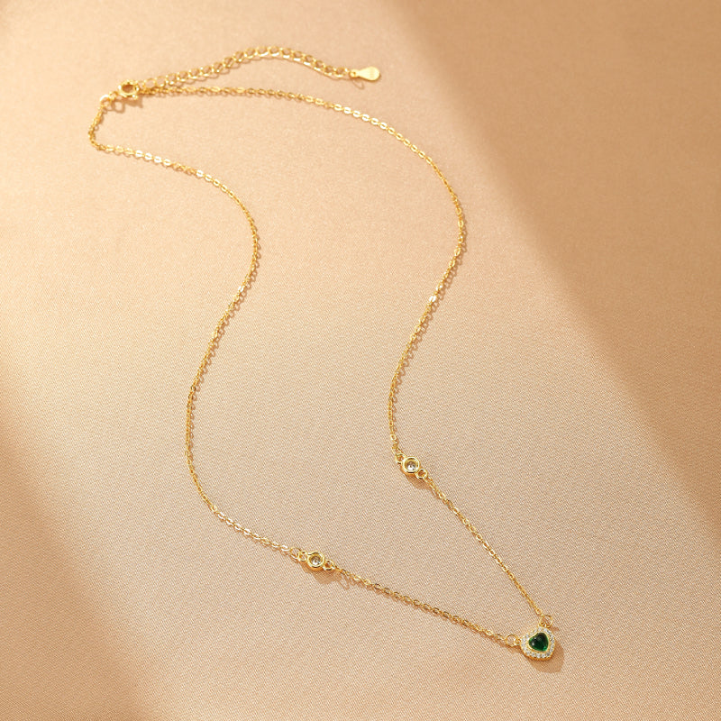 Emerald Necklace – Emerald Heart, 18K Gold Plated Silver