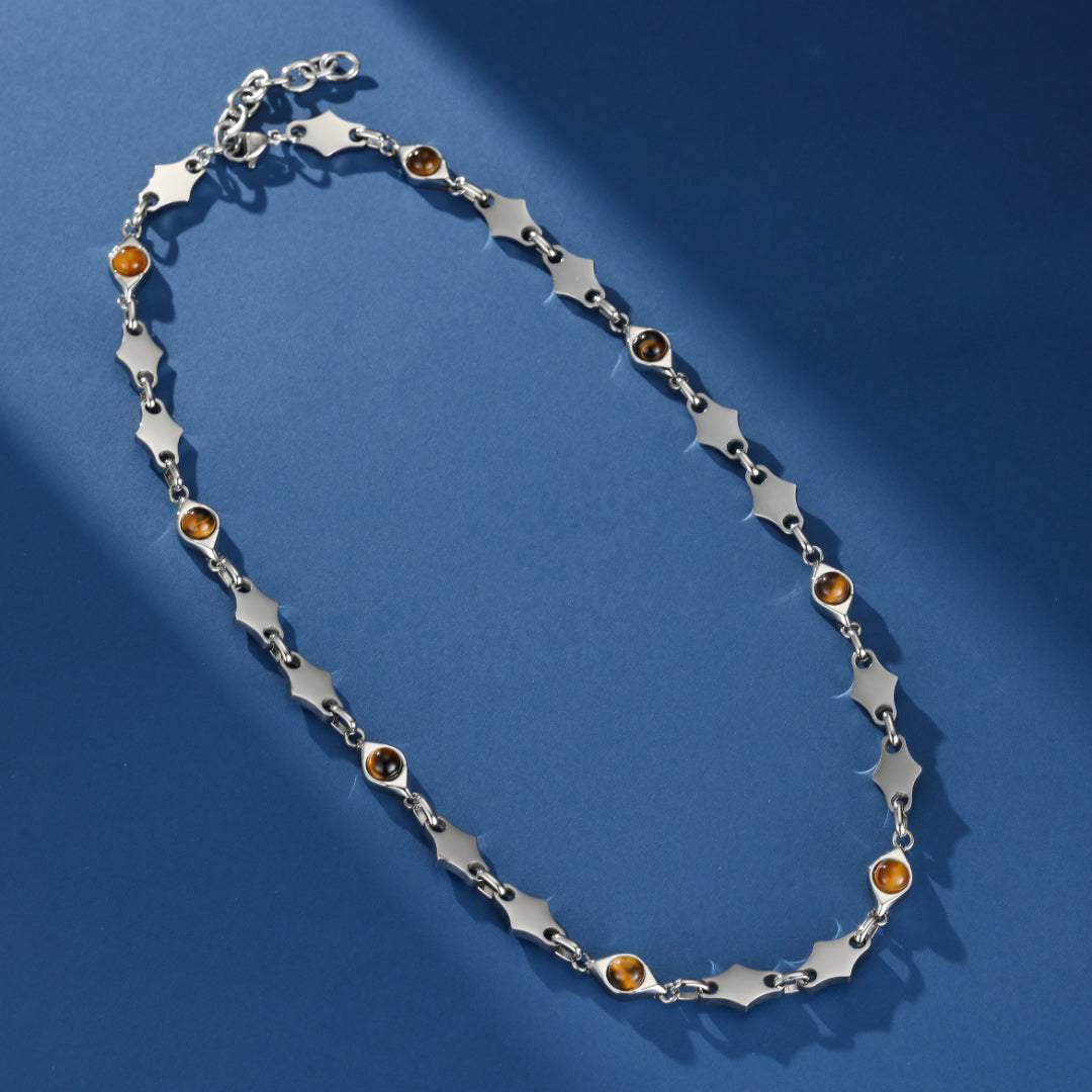 Collier Homme Œil de Tigre – Regard Solaire