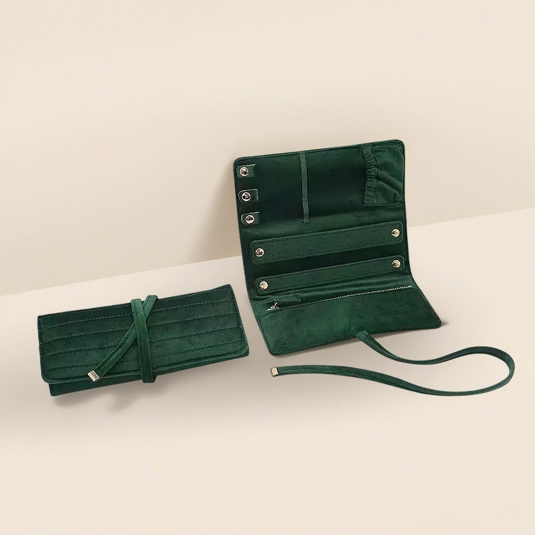 Pochette à Bijoux en Velours – Étui de Voyage