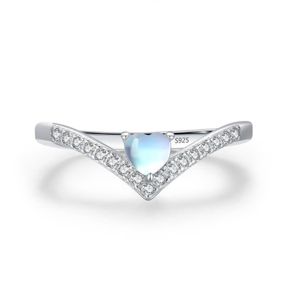Bague Pierre de Lune – Cœur Céleste, Argent