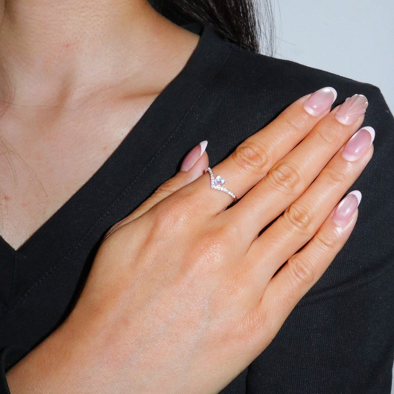 Bague Pierre de Lune – Cœur Céleste, Argent
