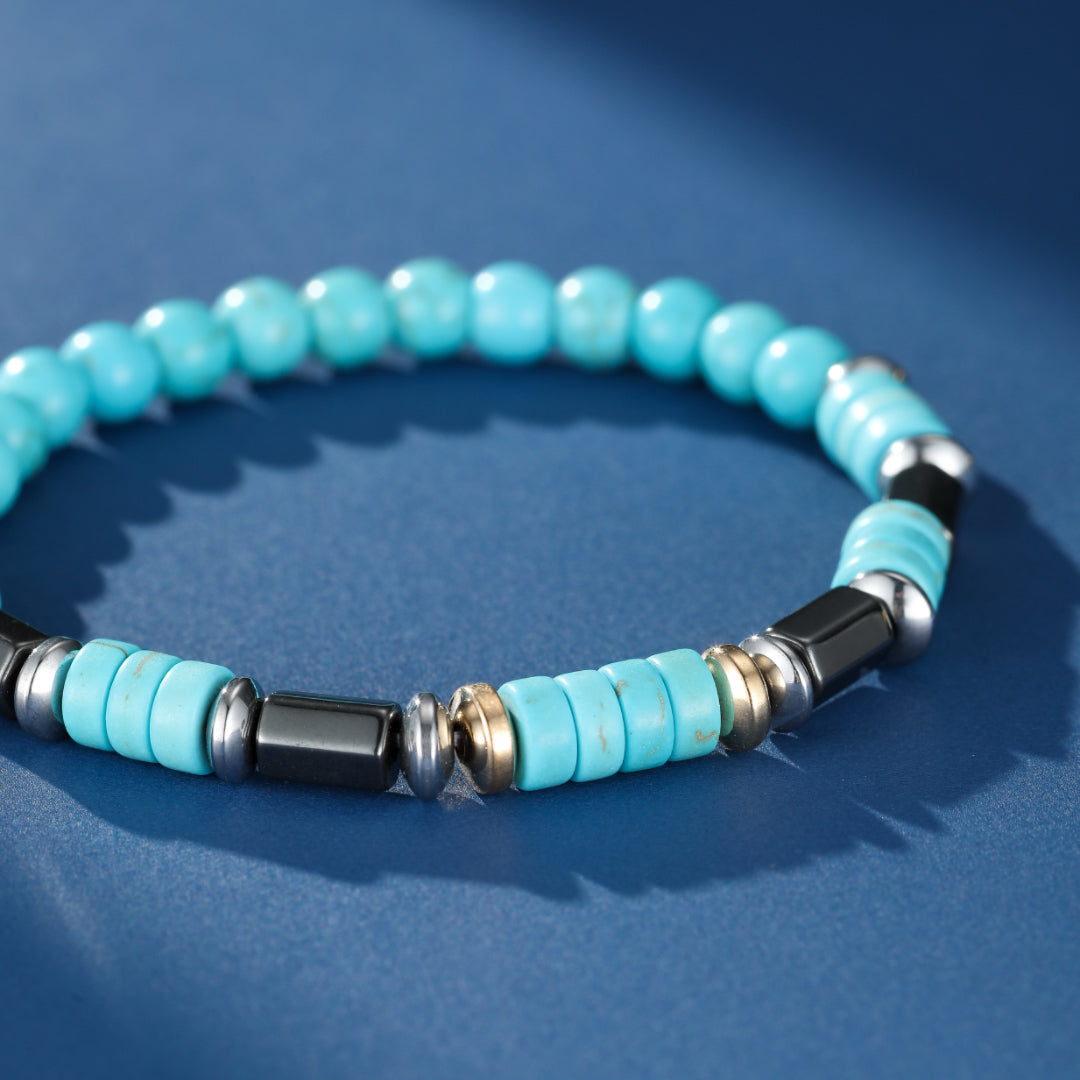 Bracelet Homme Hématite Turquoise – Élan Céleste