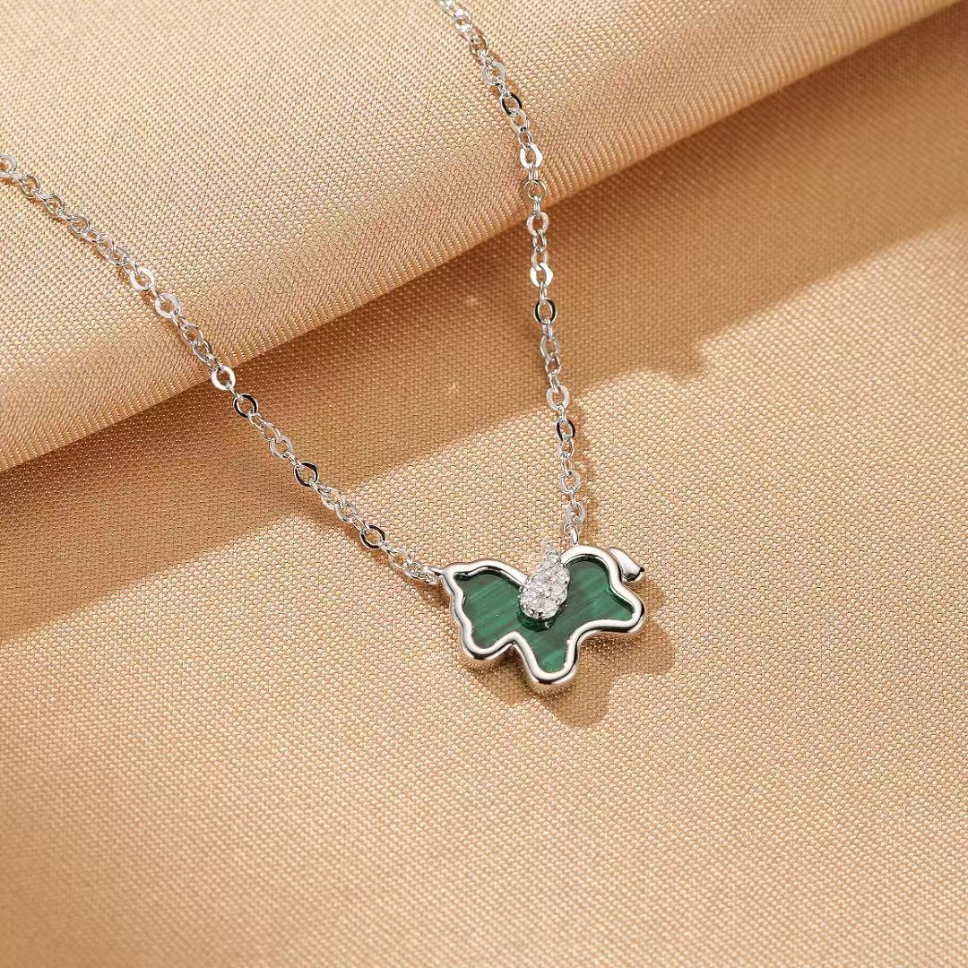 Bijoux-Collier Malachite Cheval – Élégance Libre, Argent