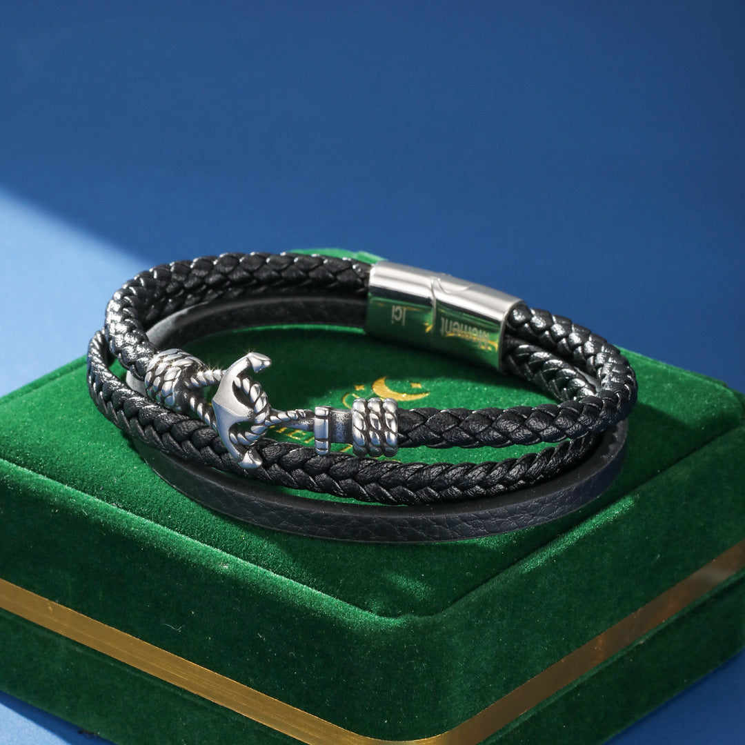 Bracelet Homme Cuir Ancre – Esprit Marin