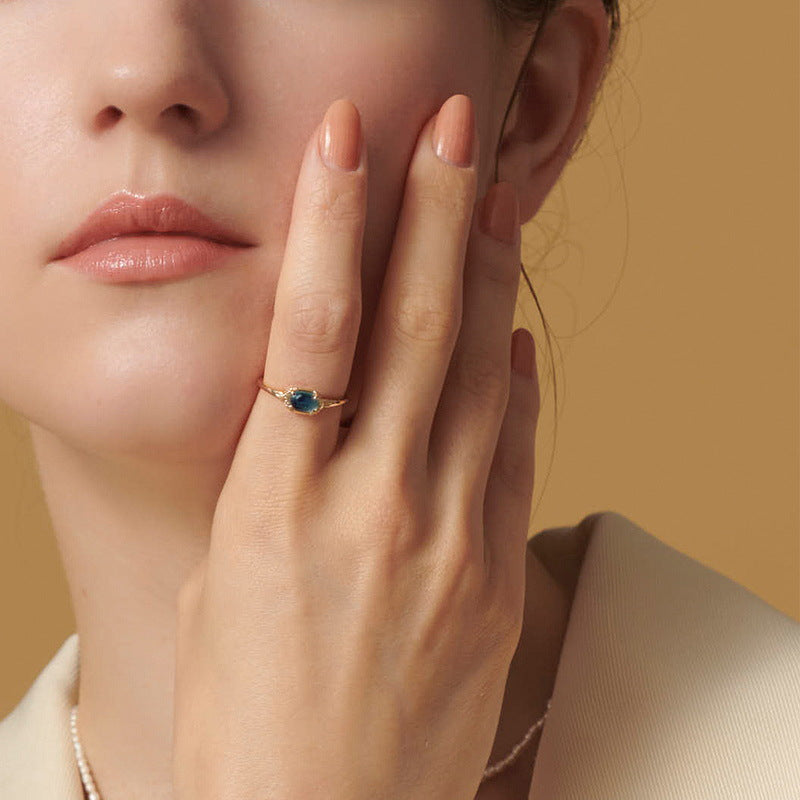 Bague Topaze – Joie des Cieux, Argent Plaqué Or