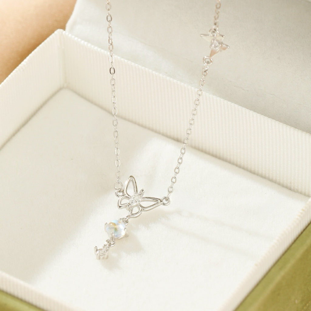 Moonstone Necklace – Lunar Butterfly, Silver