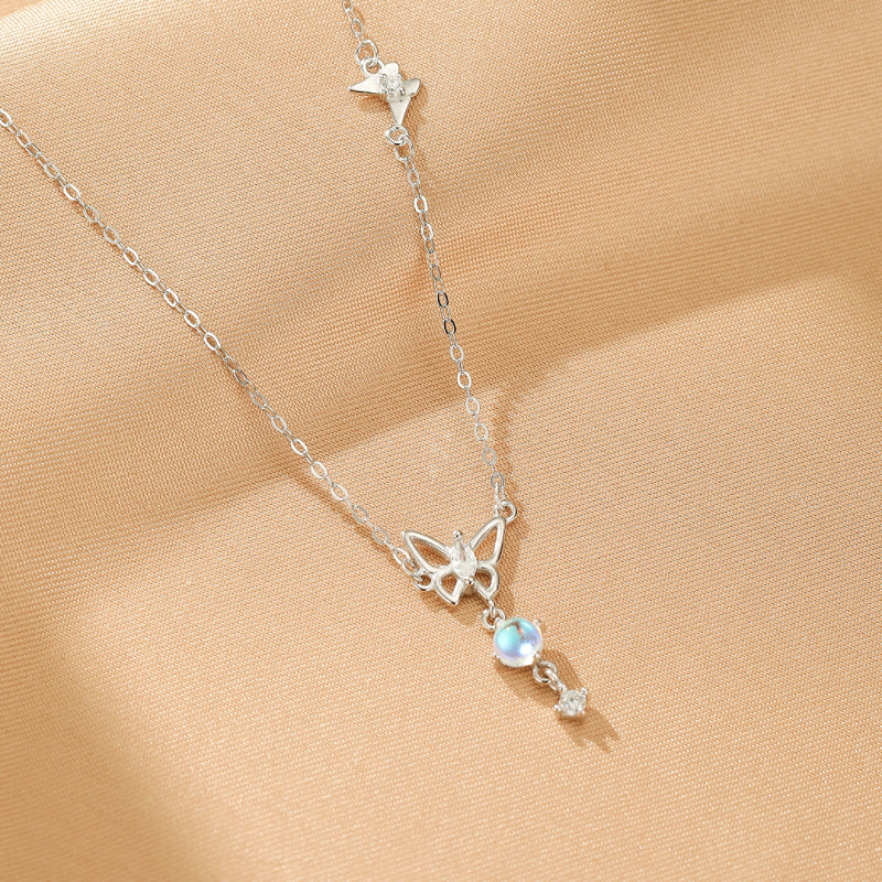 Moonstone Necklace – Lunar Butterfly, Silver