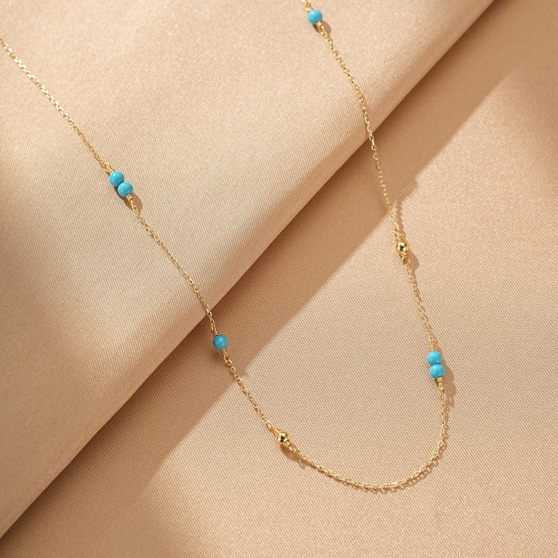 Collier Turquoise – Douce Vague, Argent Plaqué Or