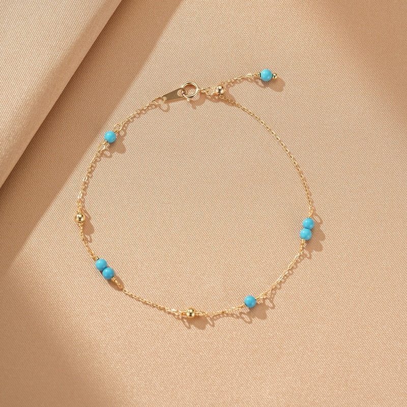 Bracelet Turquoise – Douce Vague, Argent Plaqué Or