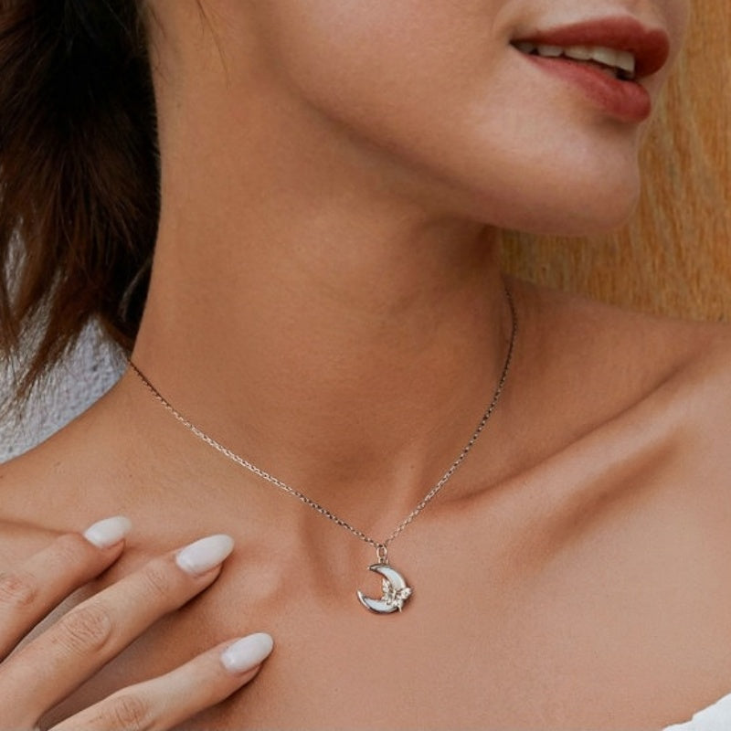 Collier Lune – Brume Nocturne, Argent