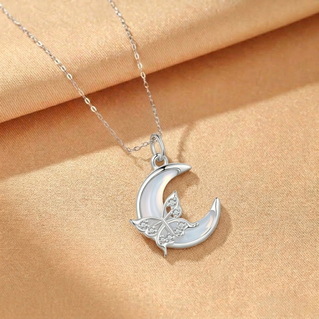 Collier Lune – Brume Nocturne, Argent