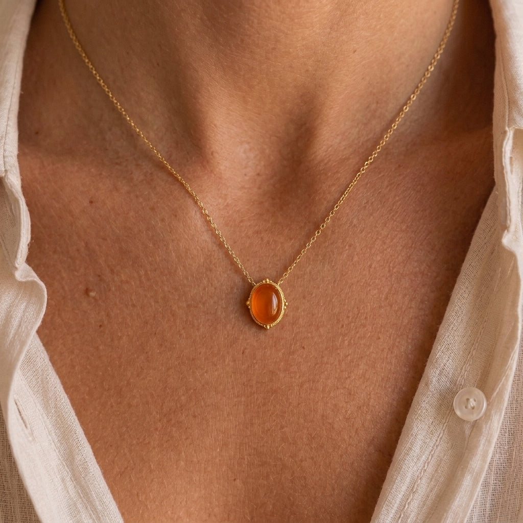 Collier Ambre – Éclat Ambré, Argent Plaqué Or