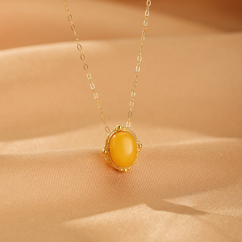 Collier Ambre – Éclat Ambré, Argent Plaqué Or