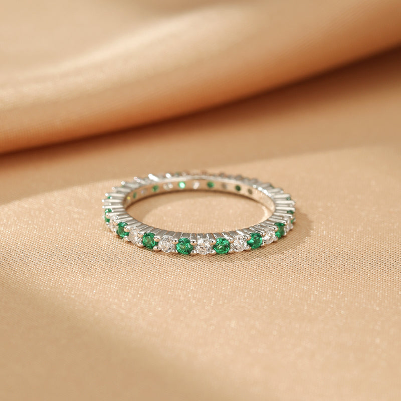 Emerald Ring – Flamboyant Sparkle, Silver