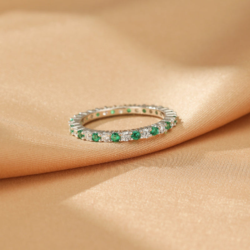 Emerald Ring – Flamboyant Sparkle, Silver