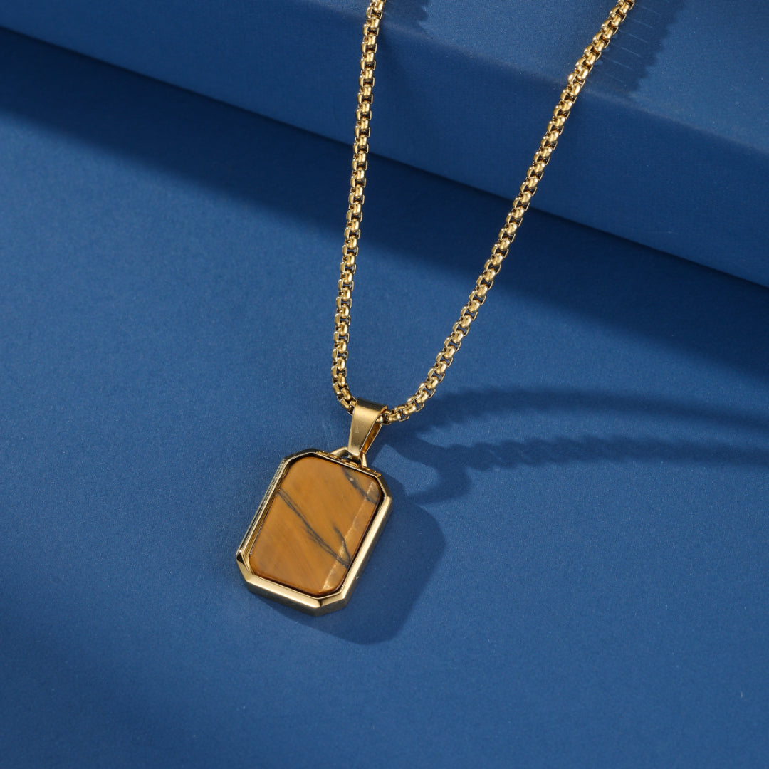 Collier Homme Œil de Tigre – Médaillon Impérial