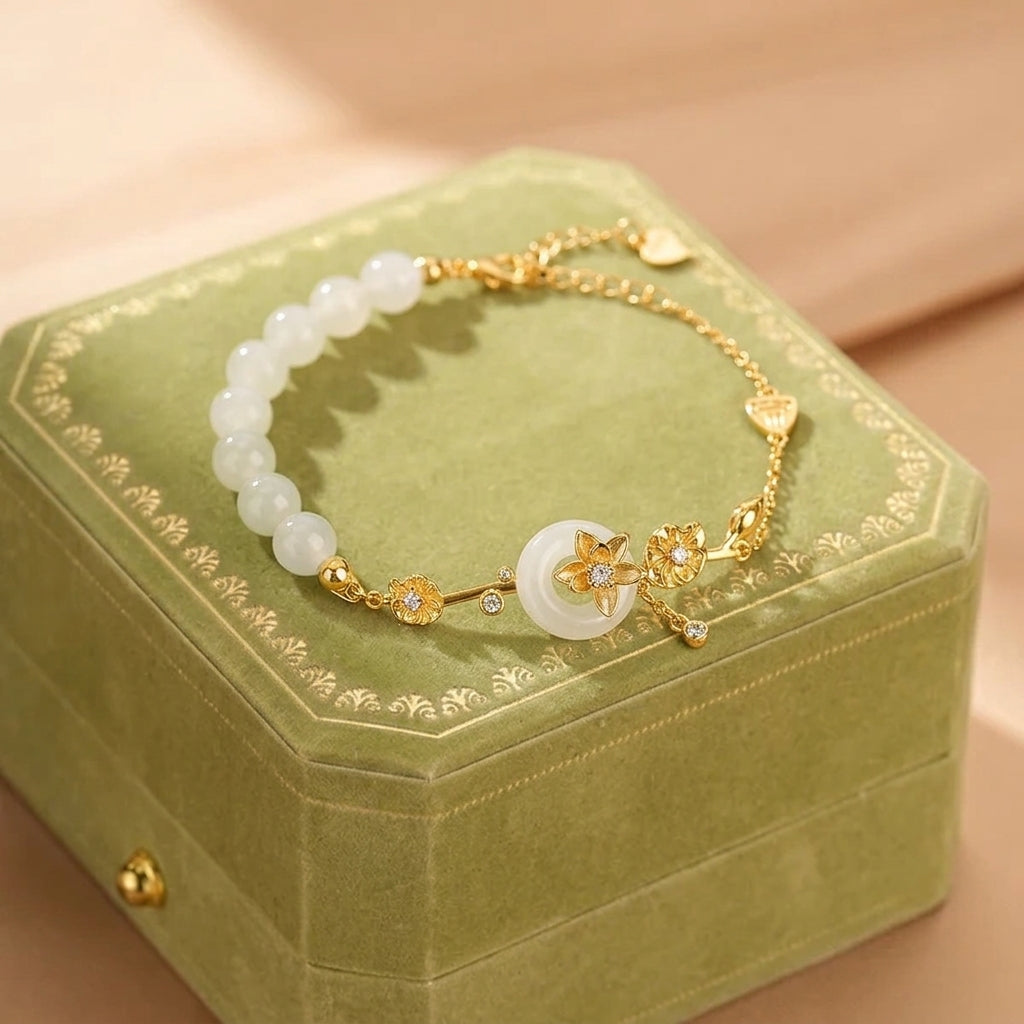 Bracelet Jade Néphrite – Chemin de Soie, Argent