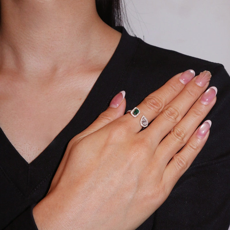 Bague Émeraude – Duo Lumineux, Argent 925