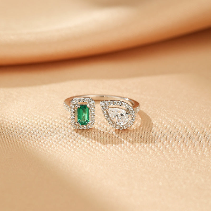 Bague Émeraude – Duo Lumineux, Argent 925