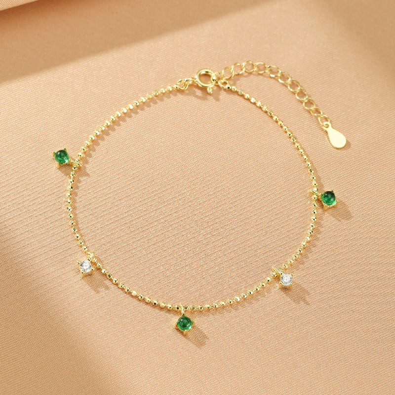 Emerald Bracelet – Luminous Dew, 925 Silver