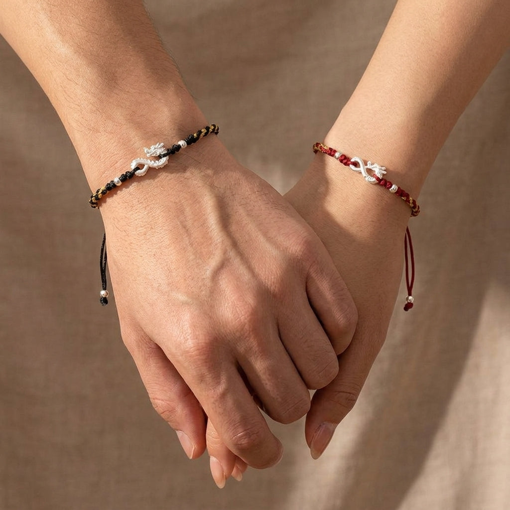 Bracelet Couple Dragon – Duo Passion, Argent 999