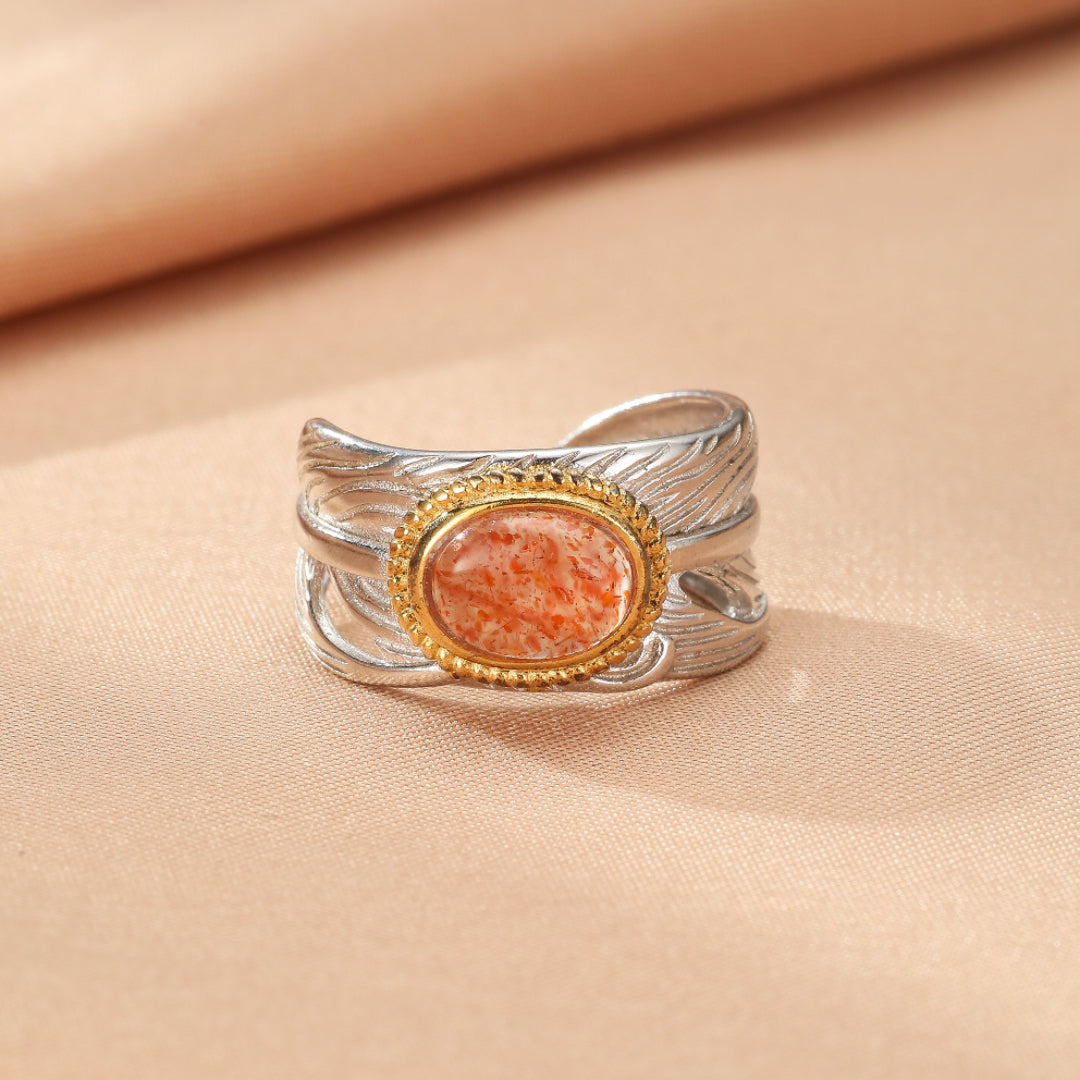 Bague Pierre de Soleil – Plume Solaire, Argent