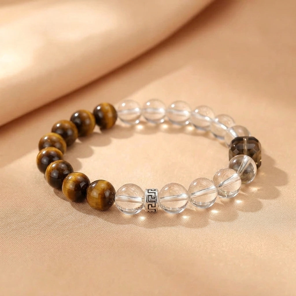 Bracelet Citrine et Œil de Tigre – Lumière Abondante, Argent