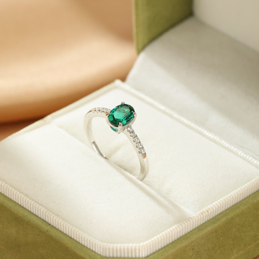 Bague Émeraude – Lumière Impériale, Argent 925