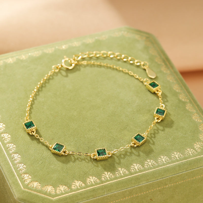 Emerald Bracelet – Royal Light, Gold Plated Silver