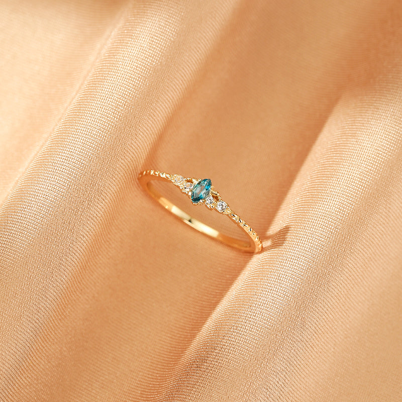 Bague Topaze – Firmament d'Azur, Argent Plaqué Or