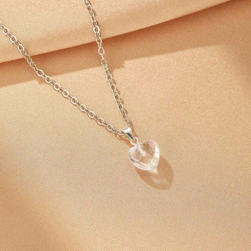 Collier Cristal de Roche – Cœur Lumineux, Argent
