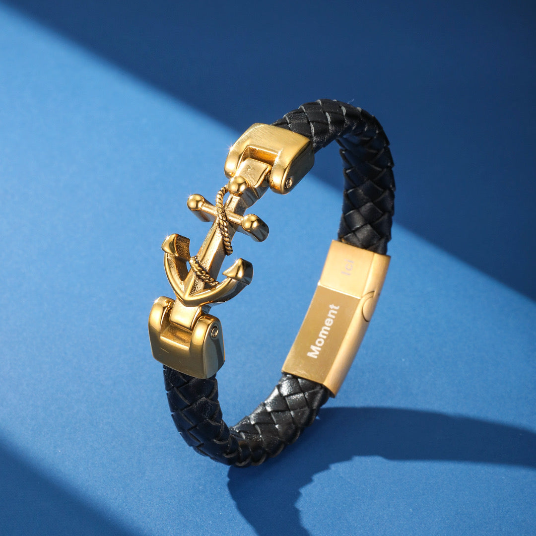 Men's Anchor Leather Bracelet – Proudly Anchored