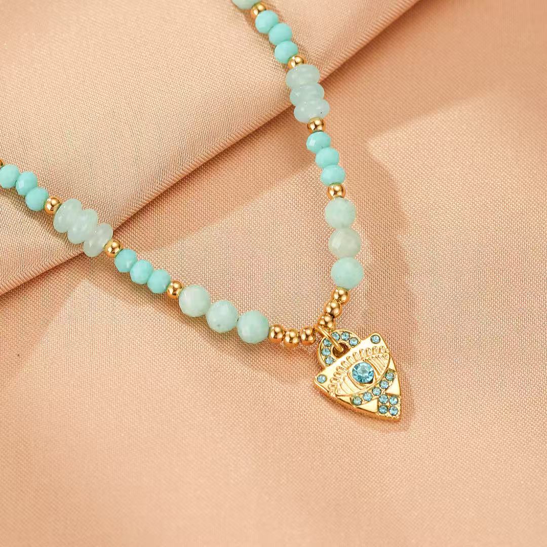 Collier Amazonite et Mauvais Œil – Lumière Spirituelle