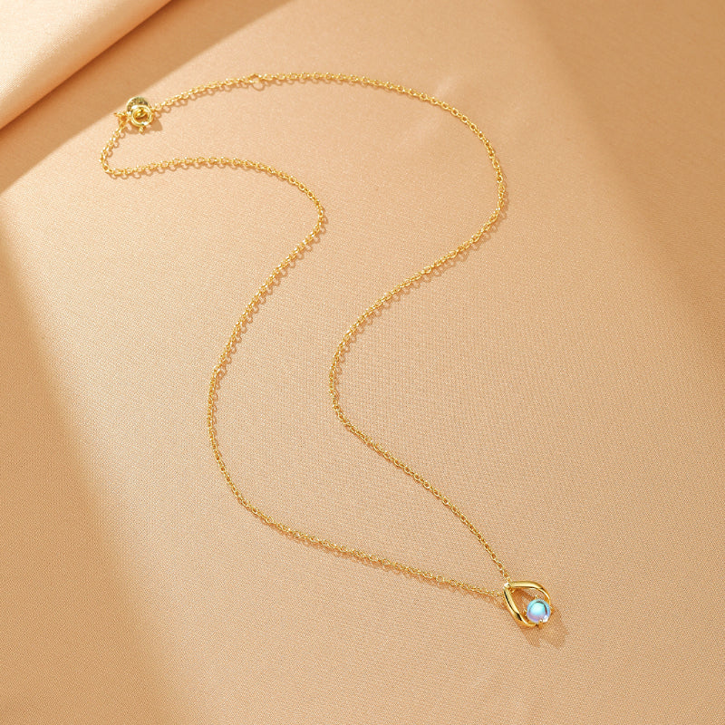 Moonstone Necklace – Lunar Grace, Gold Plated Silver