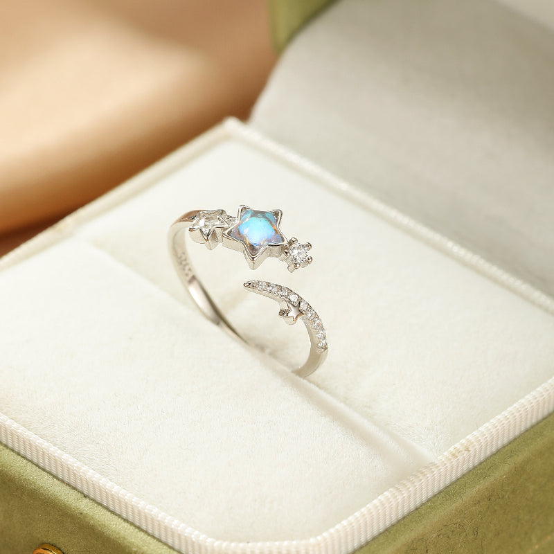 Bague Pierre de Lune  – Lueur Mystérieuse, Argent Plaqué Or