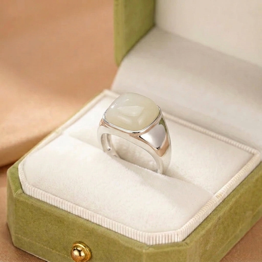 Bague Jade Néphrite – Âme de Jade, Argent