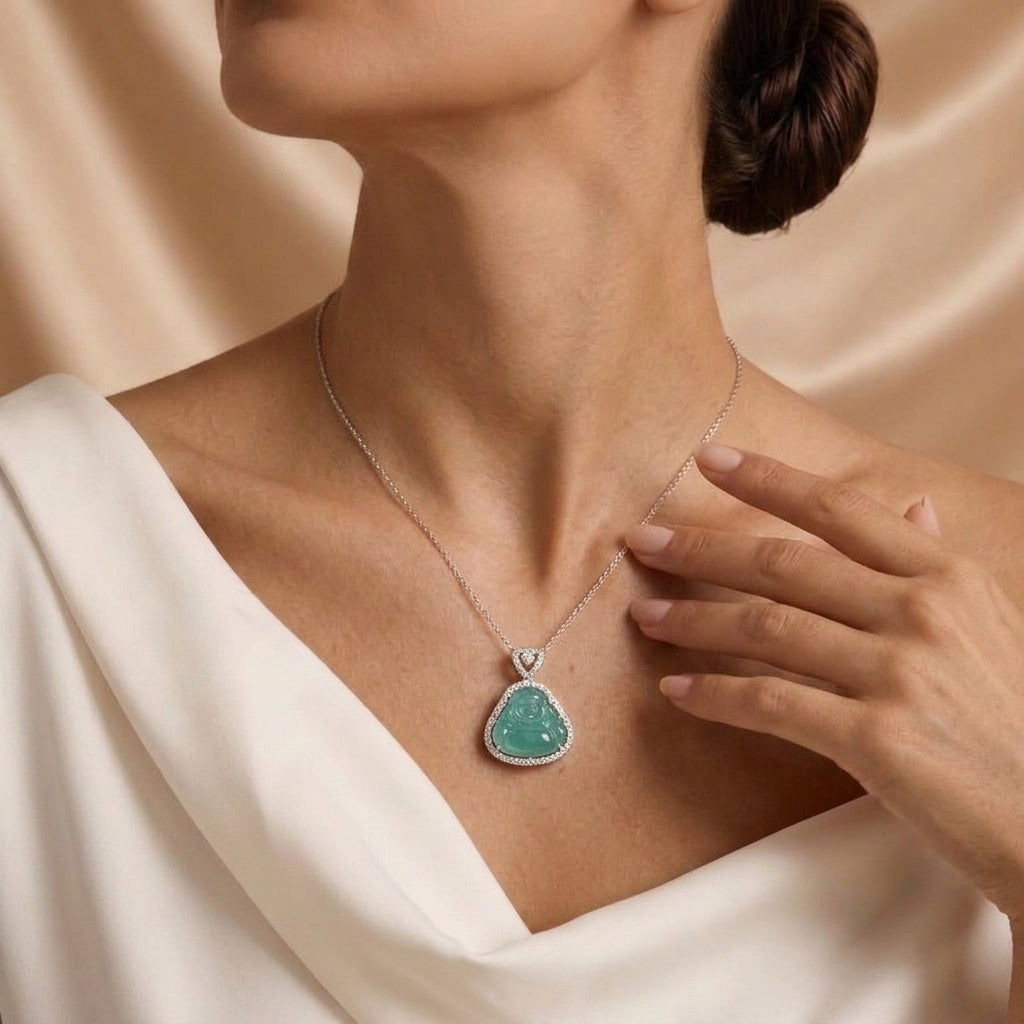 Collier Jadéite – Bouddha de Sérénité, Argent