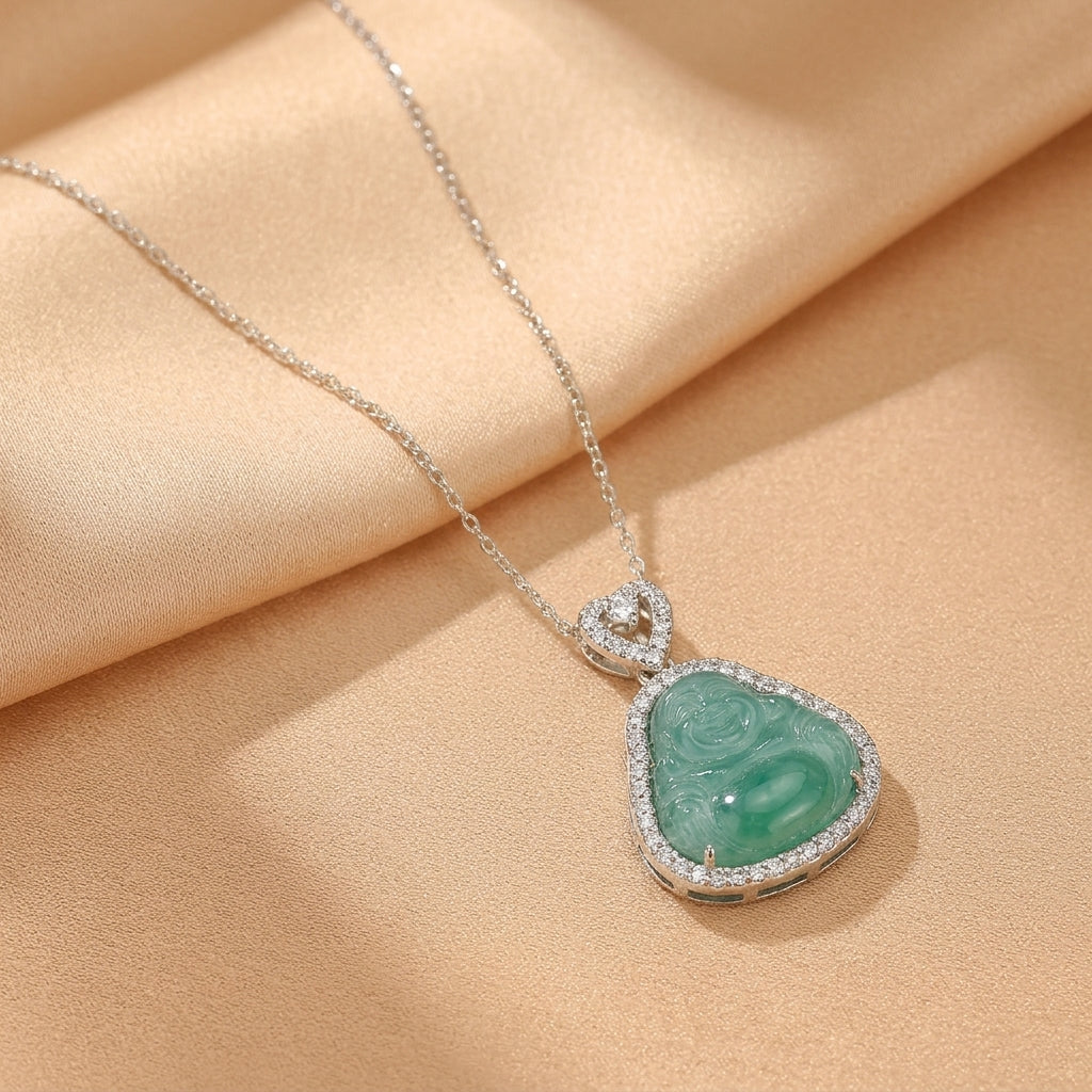 Collier Jadéite – Bouddha de Sérénité, Argent