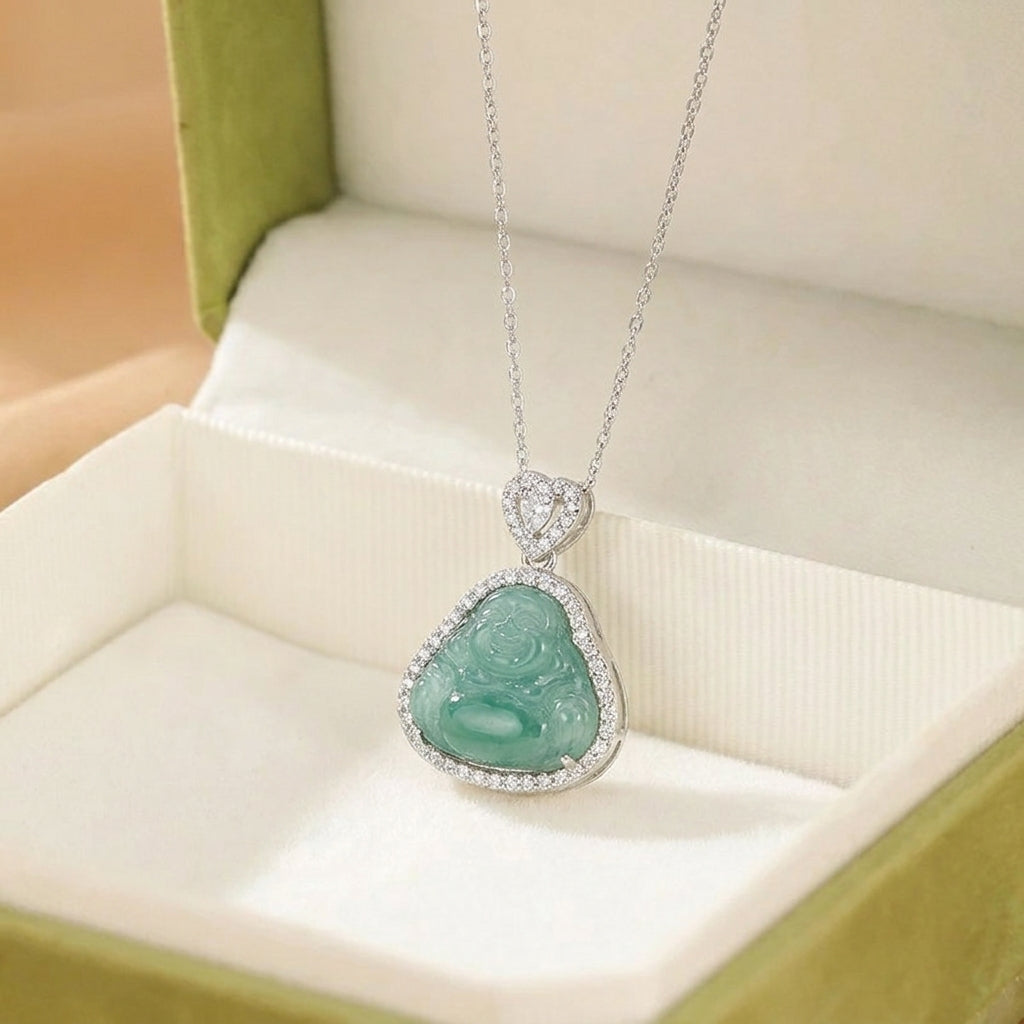 Collier Jadéite – Bouddha de Sérénité, Argent