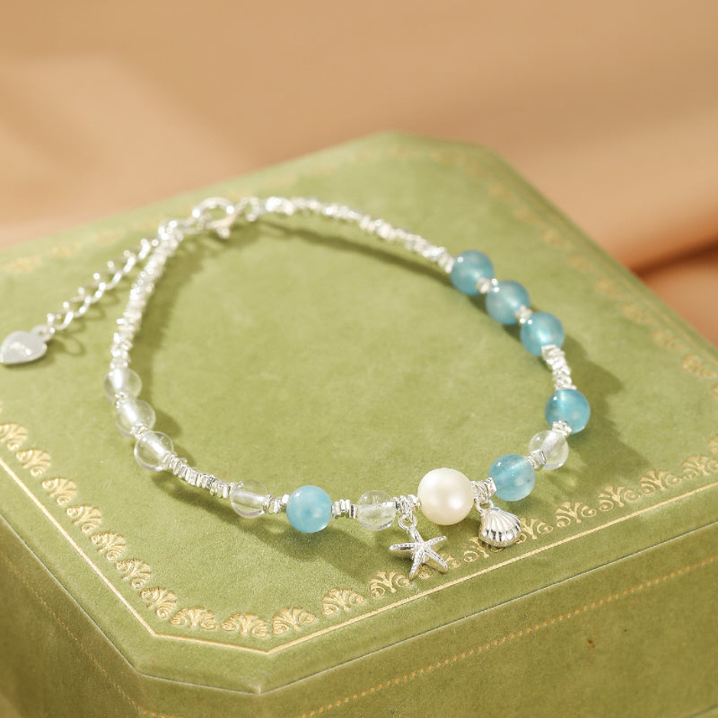 Bracelet Aigue-Marine et Perle – Harmonie Marine, Argent
