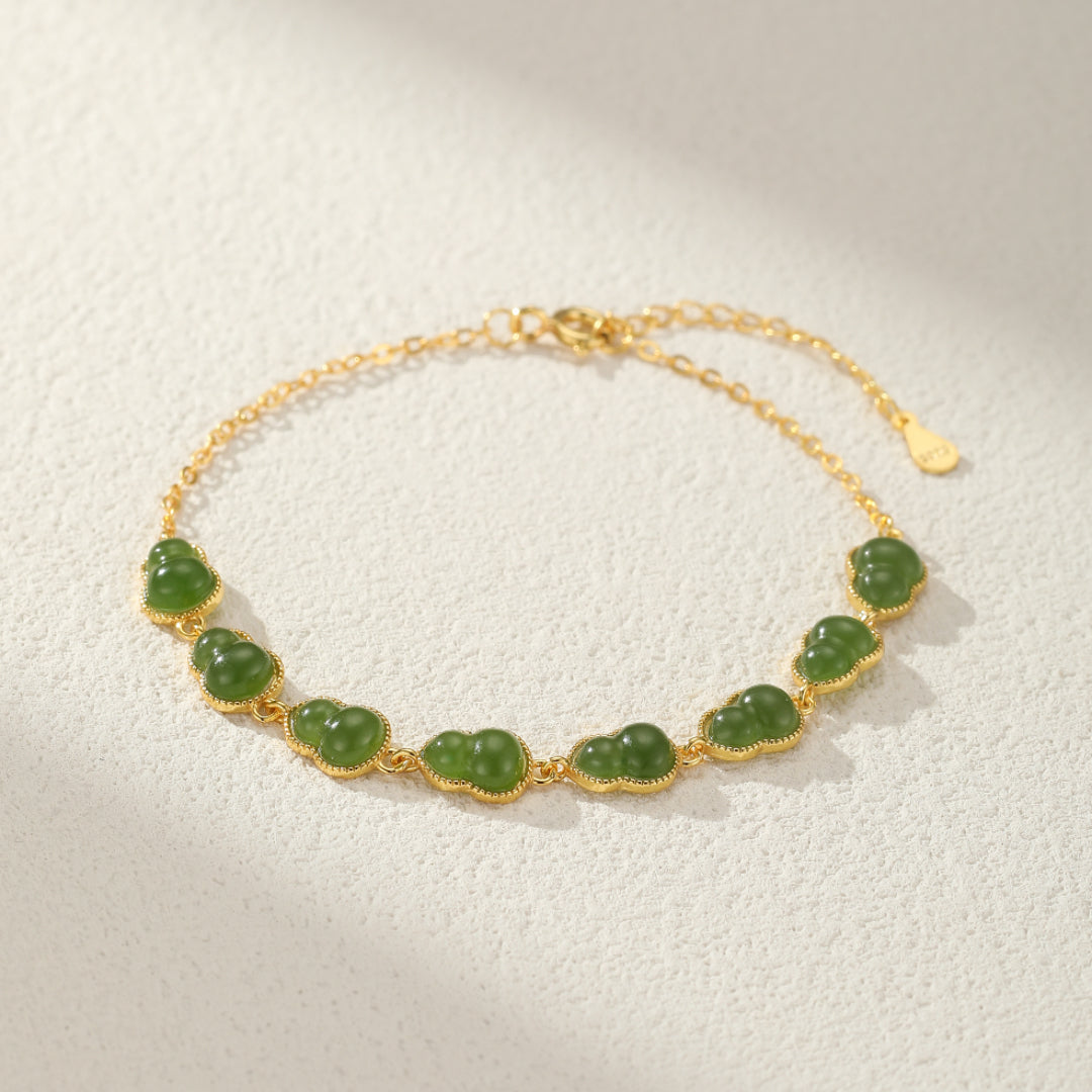Bracelet Jade – Douceur Éternelle, Argent Plaqué Or