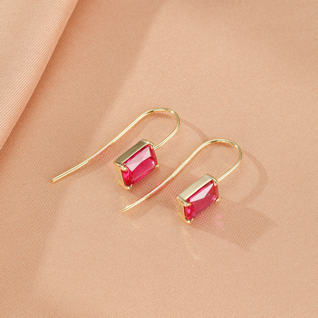 Boucles d’Oreilles Cornaline – Élégance Pourpre, Argent Plaqué Or