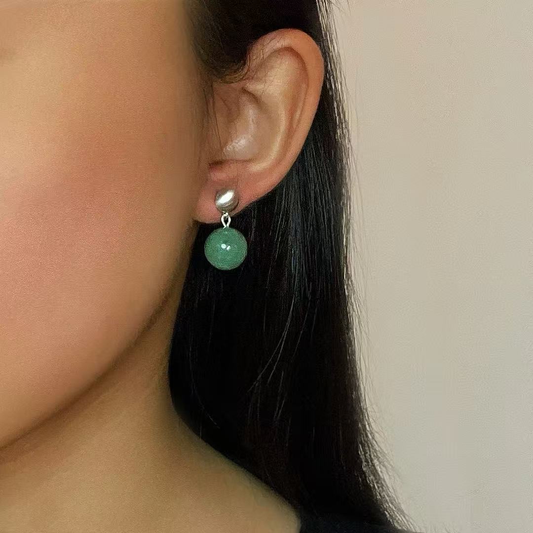 Bijoux-Boucles d’oreilles Aventurine – Éclat Intemporel, Argent