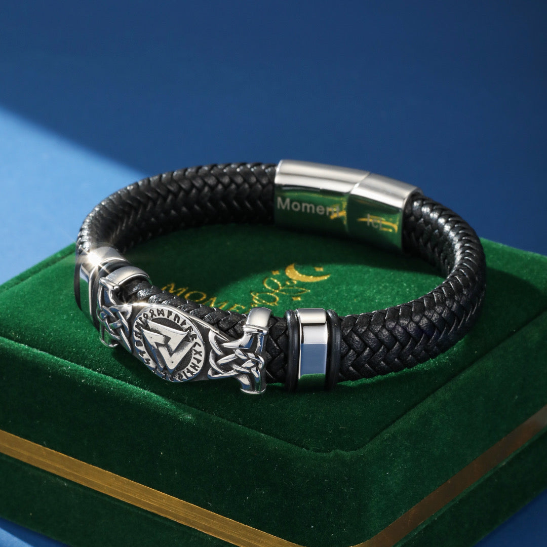 Men's Viking Leather Bracelet - Ancestral Runes