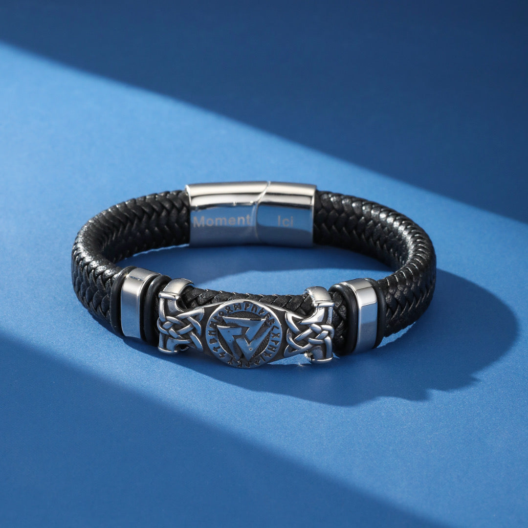 Men's Viking Leather Bracelet - Ancestral Runes