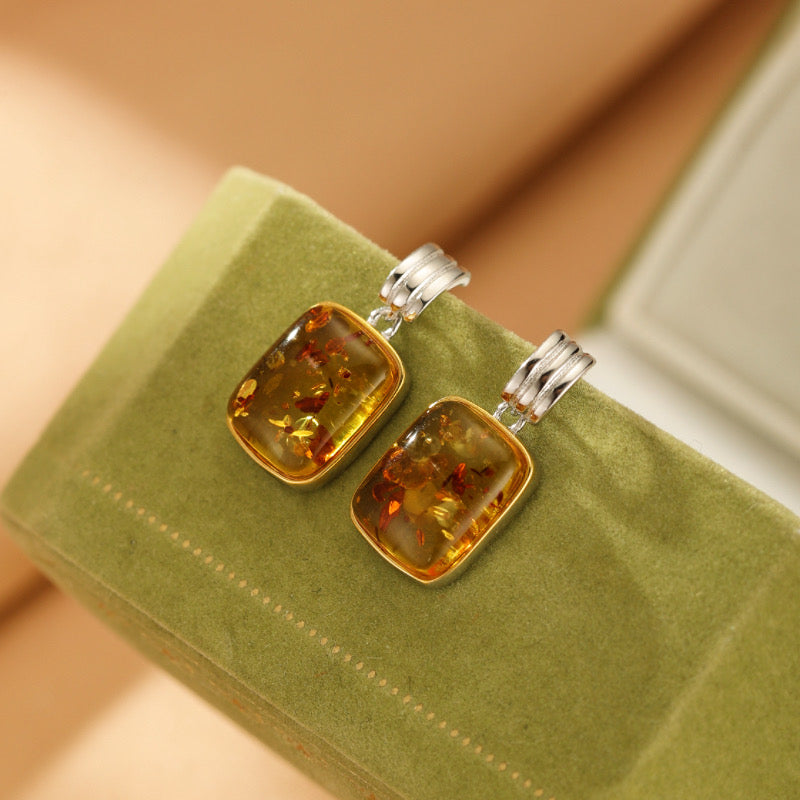 Boucles d'Oreilles Ambre – Caresse d’Ambre, Argent