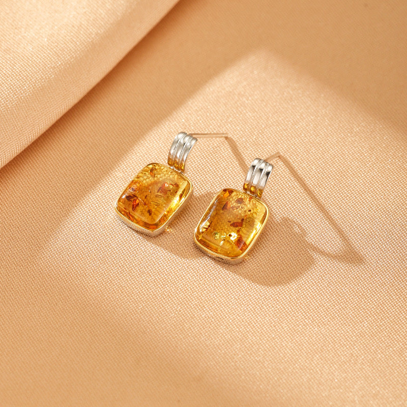 Boucles d'Oreilles Ambre – Caresse d’Ambre, Argent